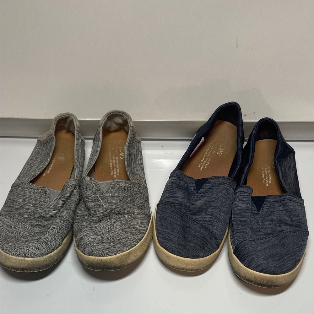 Toms Avalon Gray and Blue Flats